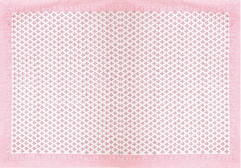 ATOSII Gulbahar White Pink 100% Cotton Spring Summer Square Tablecloth, Handblock Print Floral Table Cloth for Kitchen Dining Linen I Weddings, Outdoors, Easter 60 X 60 Inches I 4 Seater - Image 4